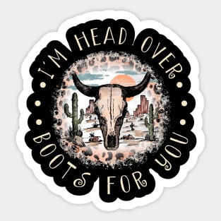 I'm Head Over Boots For You Cactus Leopard Bull-Skull Deserts Sticker